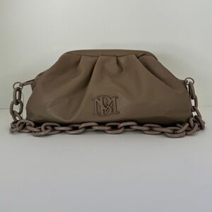Badgley Mischka Wrapped Framed Clutch Taupe 11 1/2” x 6 1/2” NEW